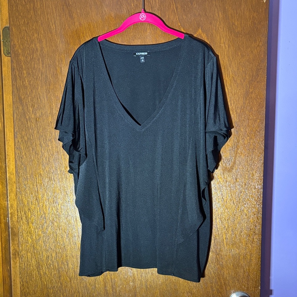 Express Elegant Black V-Neck Blouse